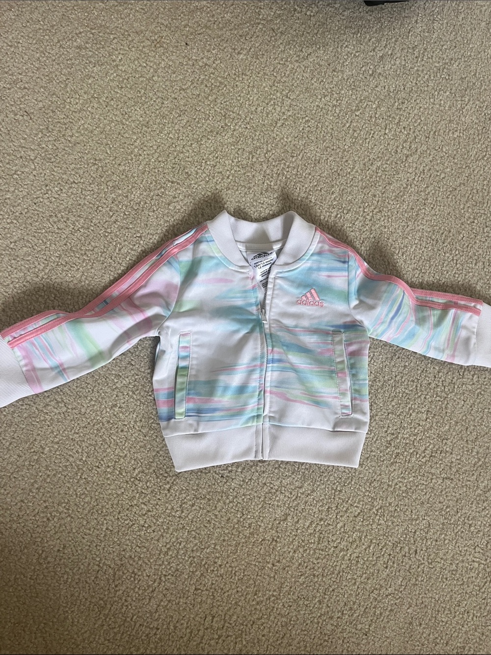 Adidas Toddler Pastel Multicolor Tie-Dye Pink Blue Track Jacket